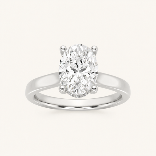 3.00CT Oval Cut Lab Grown Diamond Hidden Halo Ring
