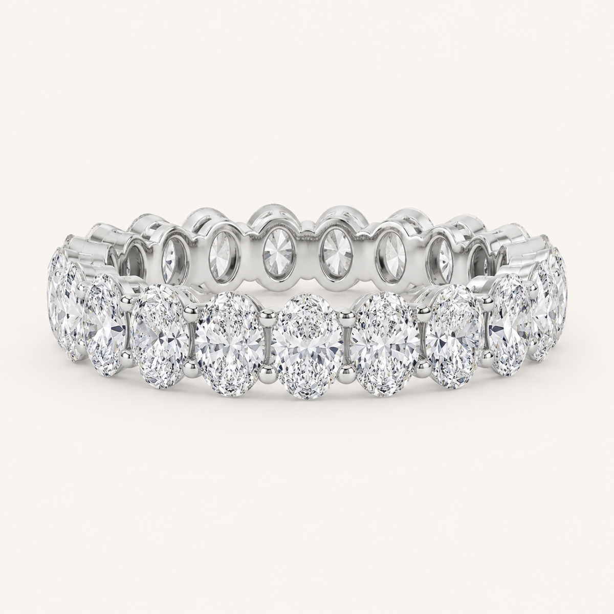 2.2CT Oval Cut Lab Grown Diamond Split Prong Eternity Ring