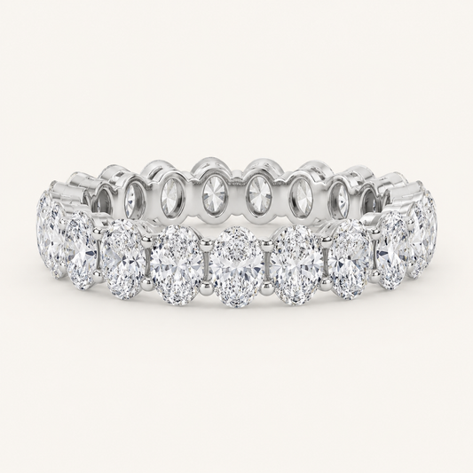 2.1CT Oval Cut Lab Grown Diamond Split Prong Eternity Ring