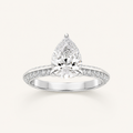 2.00 CT Pear Cut Lab Grown Diamond Micro Pave Knife Edge Side Stone Ring