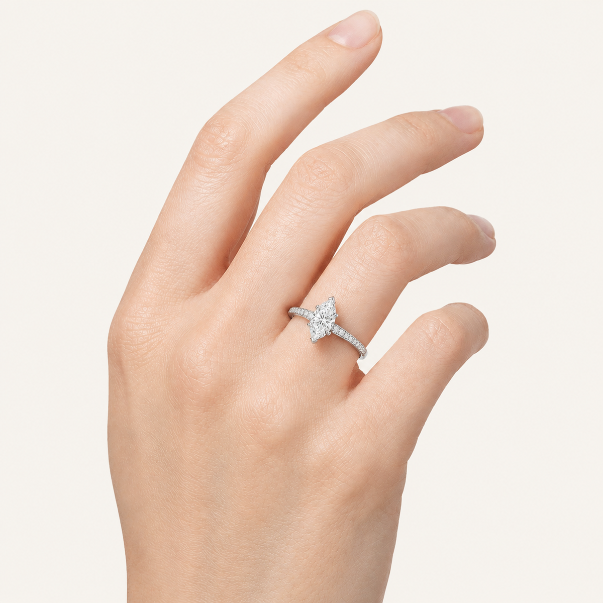 2.50 CT Marquise Cut Lab Grown Diamond Side Stone Ring