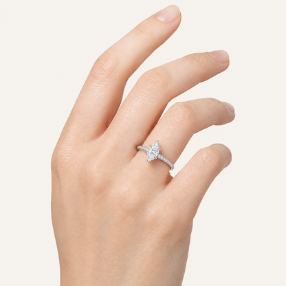 2.50 CT Marquise Cut Lab Grown Diamond Side Stone Ring