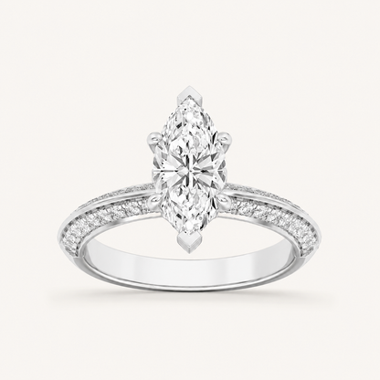 2.50 CT Marquise Cut Lab Grown Diamond Side Stone Ring
