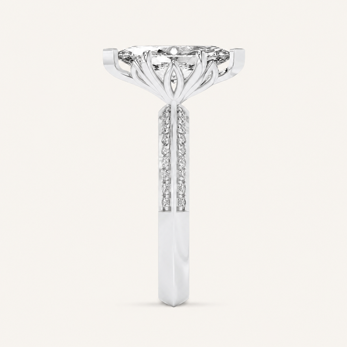 2.50 CT Marquise Cut Lab Grown Diamond Side Stone Ring