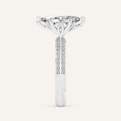 2.50 CT Marquise Cut Lab Grown Diamond Side Stone Ring