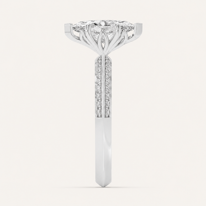 2.00 CT Marquise Cut Lab Grown Diamond Micro Pave Knife Edge Side Stone Ring