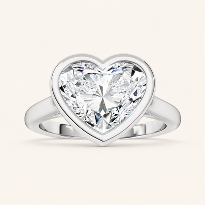 3CT Heart Cut Lab Grown Diamond Solitaire Ring