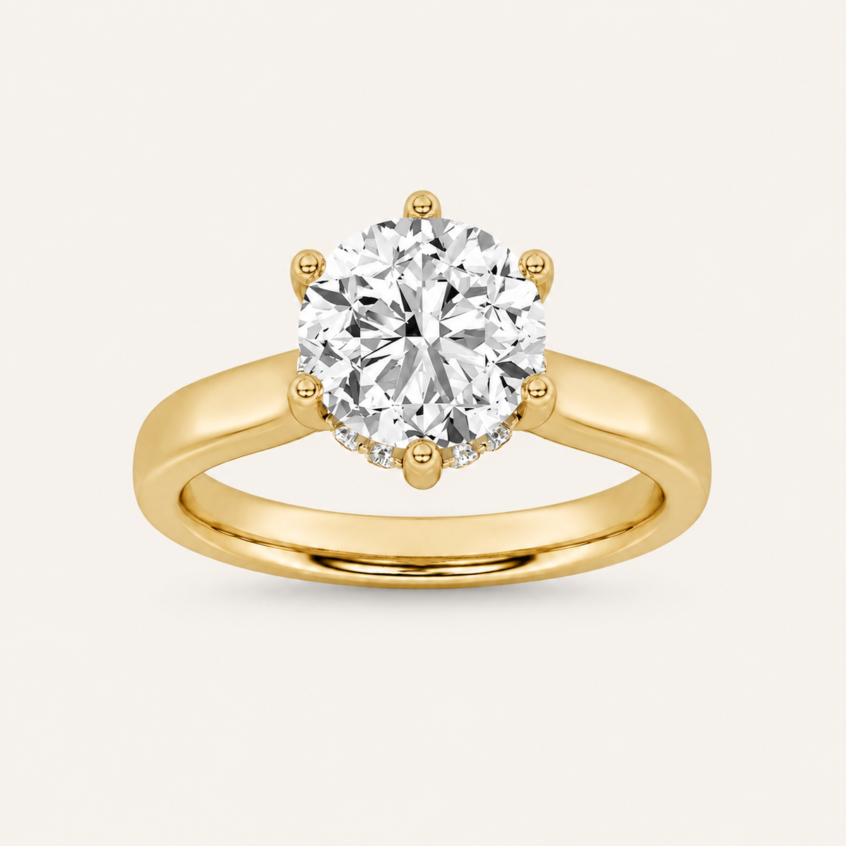 1.00 CT Round Cut Lab Grown Diamond Hidden Halo Ring