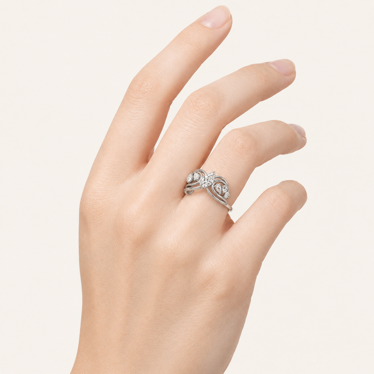 2.00 CT Pear Cut Lab Grown Diamond Cluster Ring