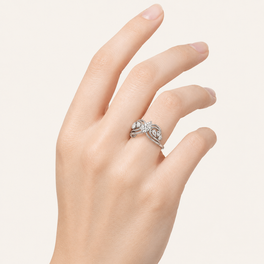 2.00 CT Pear Cut Lab Grown Diamond Cluster Ring