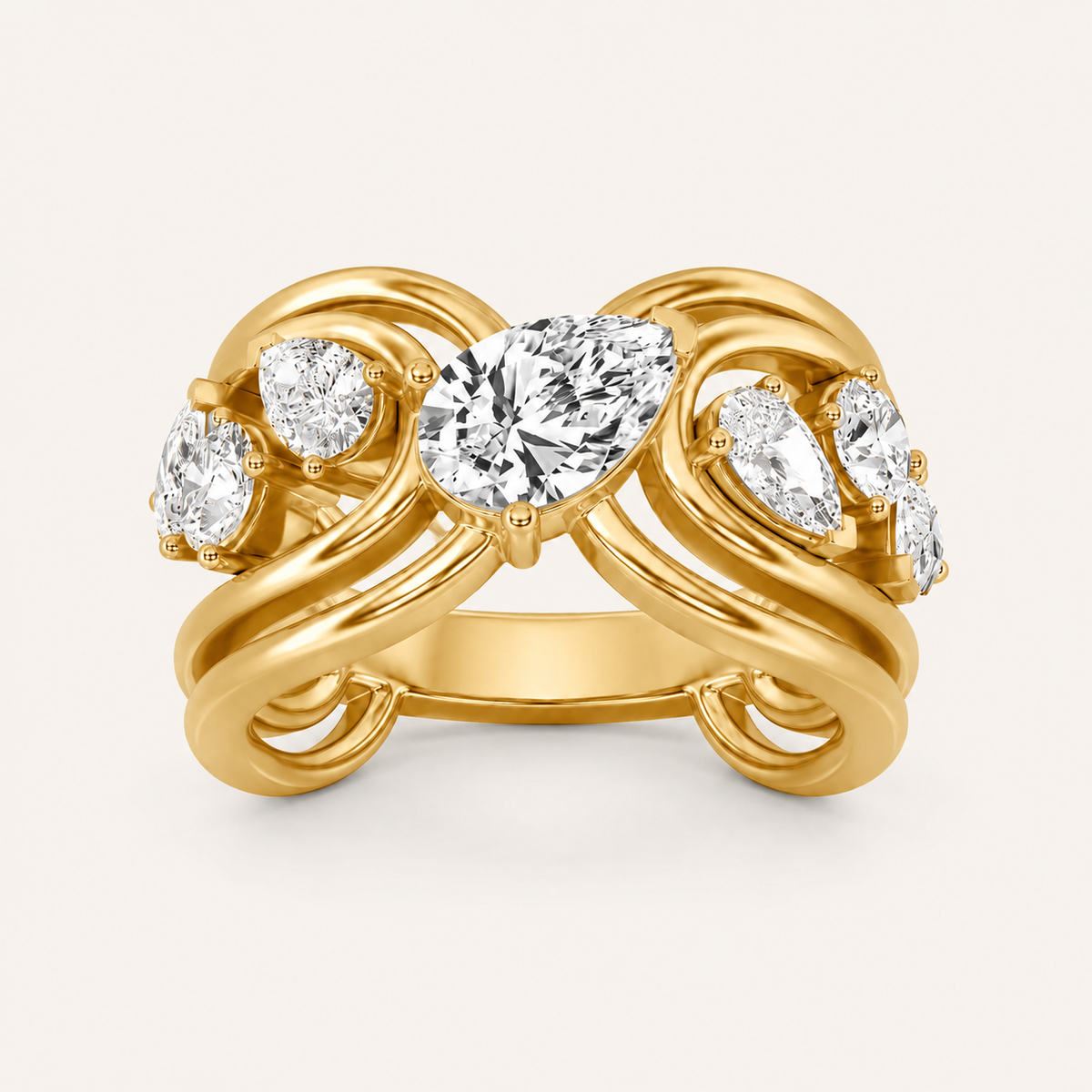 2.00 CT Pear Cut Lab Grown Diamond Cluster Ring