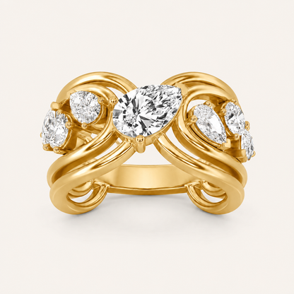 2.00 CT Pear Cut Lab Grown Diamond Cluster Ring