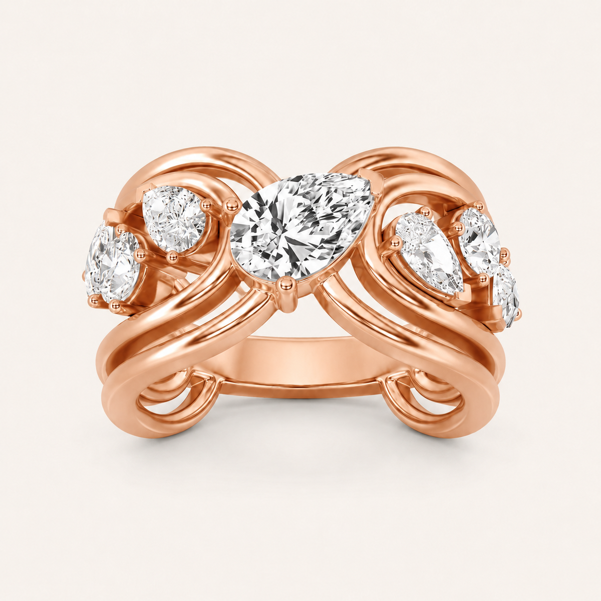 2.00 CT Pear Cut Lab Grown Diamond Cluster Ring