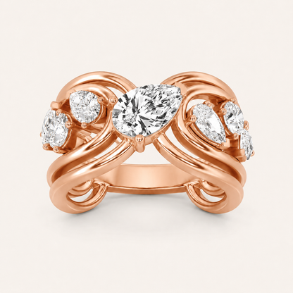 2.00 CT Pear Cut Lab Grown Diamond Cluster Ring