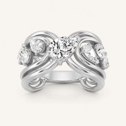 2.00 CT Pear Cut Lab Grown Diamond Cluster Ring