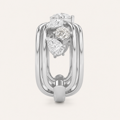 2.00 CT Pear Cut Lab Grown Diamond Cluster Ring