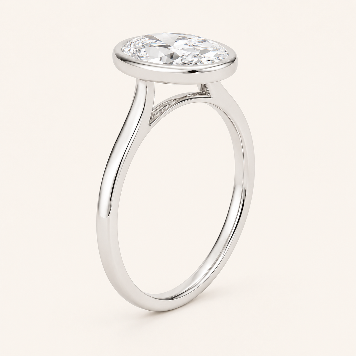 2CT Oval Cut Lab Grown Diamond Solitaire Ring