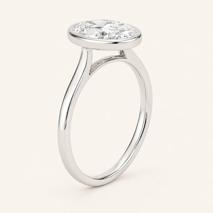 2CT Oval Cut Lab Grown Diamond Solitaire Ring