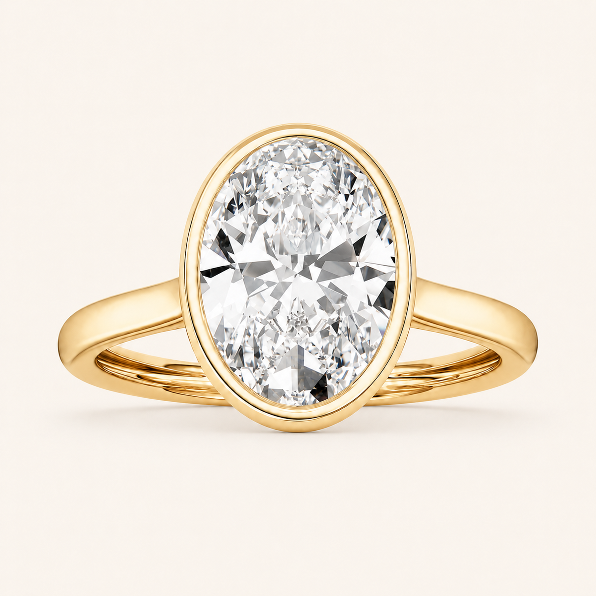 2CT Oval Cut Lab Grown Diamond Solitaire Ring