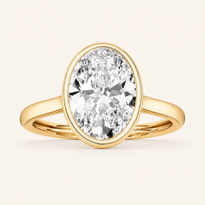 2CT Oval Cut Lab Grown Diamond Solitaire Ring