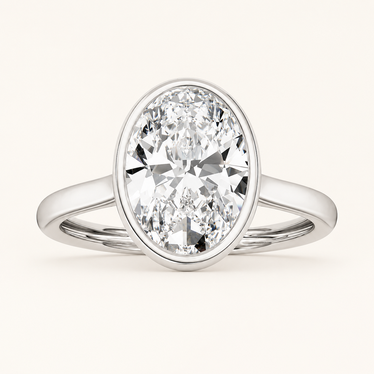 2CT Oval Cut Lab Grown Diamond Solitaire Ring