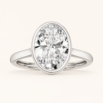 2CT Oval Cut Lab Grown Diamond Solitaire Ring