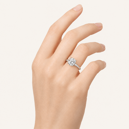 2.00 CT Round Cut Lab Grown Diamond Hidden Halo Ring