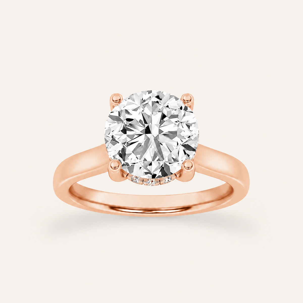2.00 CT Round Cut Lab Grown Diamond Hidden Halo Ring