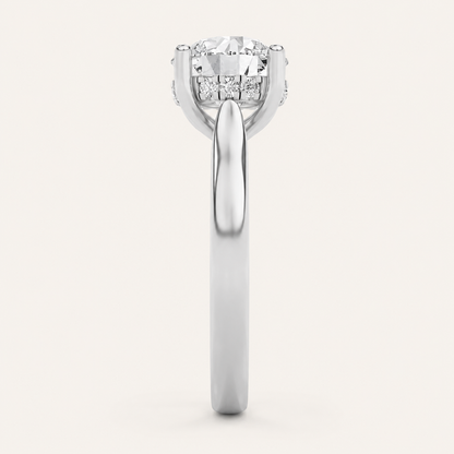 1.00 CT Round Cut Lab Grown Diamond Hidden Halo Ring