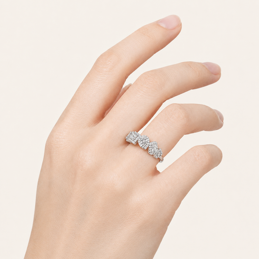 1.50 CT Mix Cut Lab Grown Diamond Halo Ring