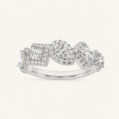 1.33 CT Mix Cut Lab Grown Diamond Halo Ring
