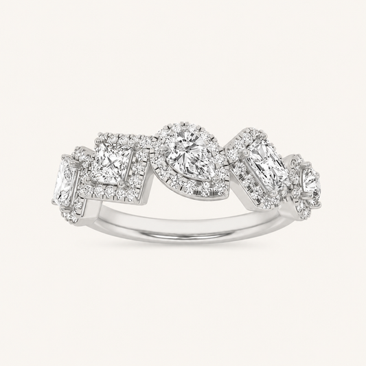 1.33 CT Mix Cut Lab Grown Diamond Halo Ring