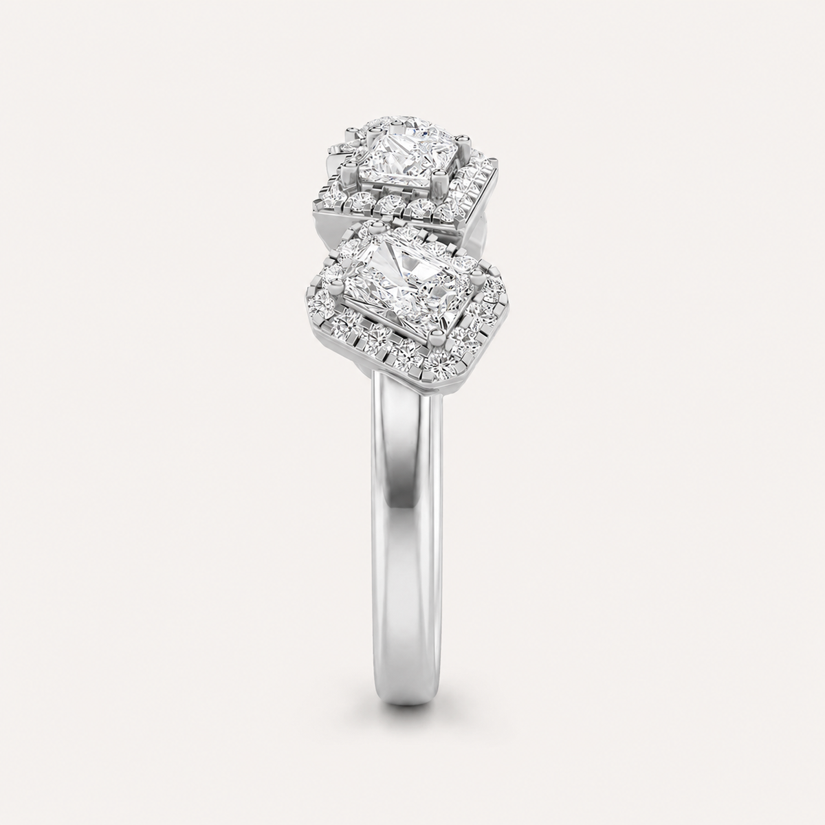 1.50 CT Mix Cut Lab Grown Diamond Halo Ring