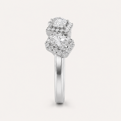 1.50 CT Mix Cut Lab Grown Diamond Halo Ring