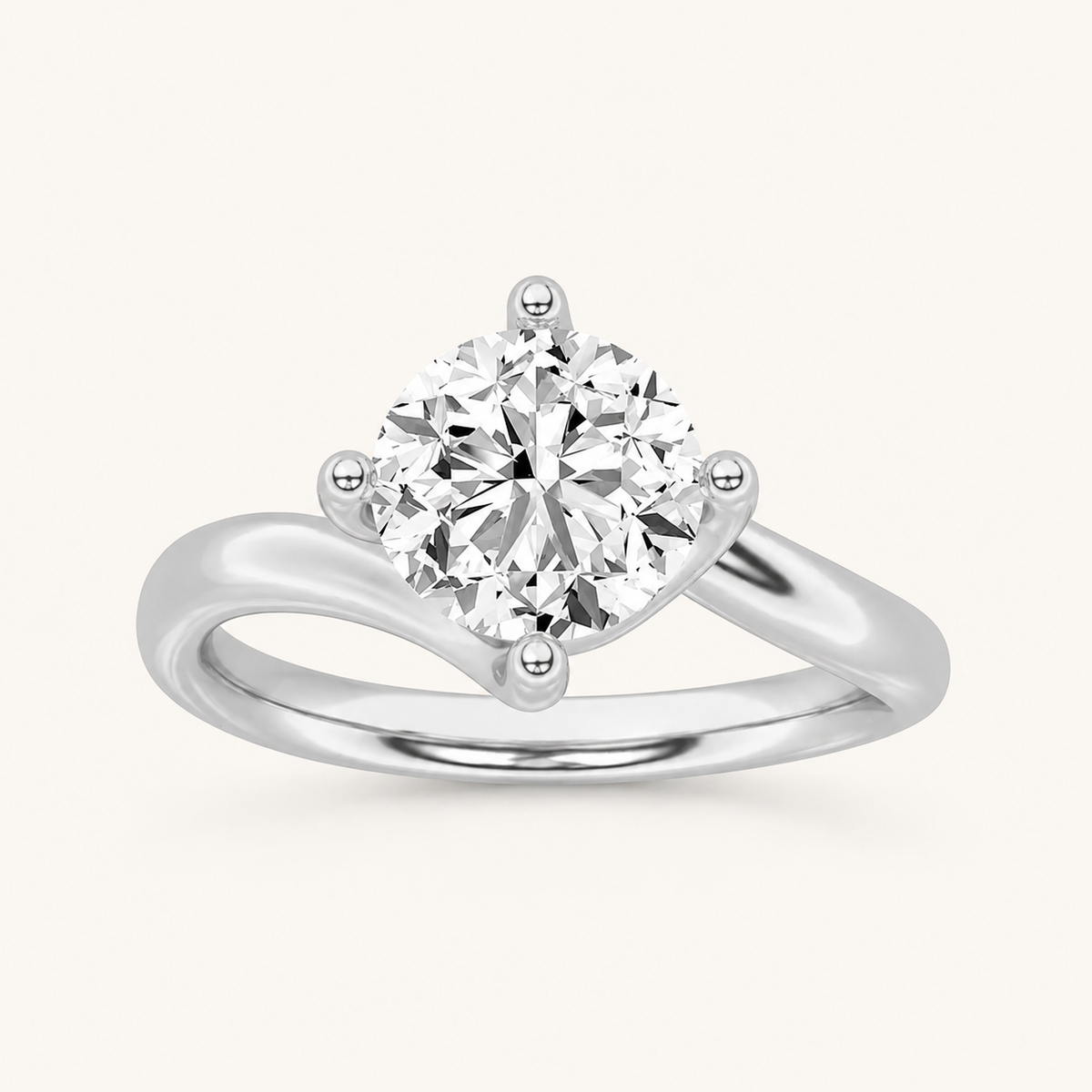 1.00 CT Round Cut Lab Grown Diamond Solitaire Ring