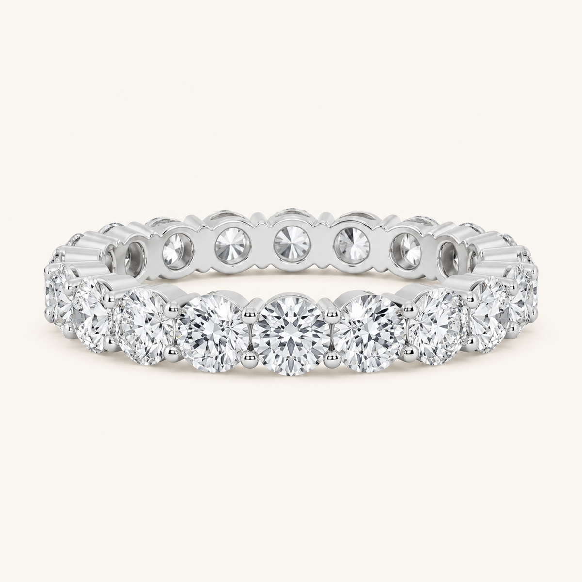 2.1CT Round Cut Lab Grown Diamond Split Prong Eternity Ring