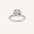 2.50 CT Round Cut Lab Grown Diamond Three Row Micro Pave Side Stone Ring