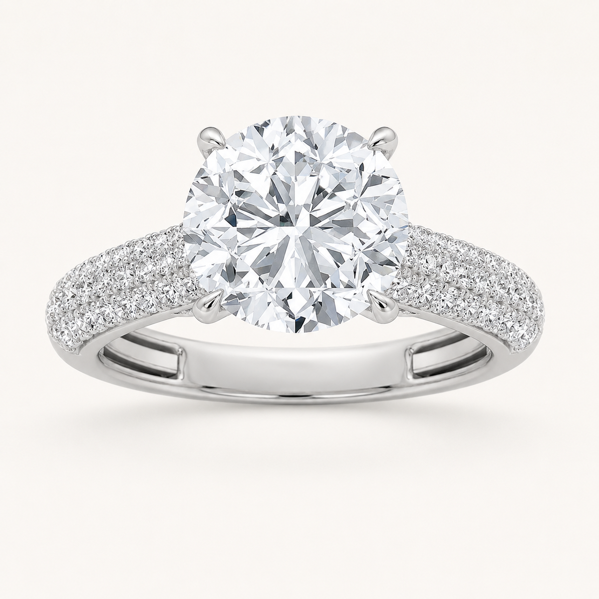 2.5CT Round Cut Lab Grown Diamond Hidden Halo Side Stone Ring