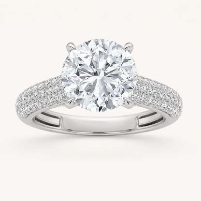2.5CT Round Cut Lab Grown Diamond Hidden Halo Side Stone Ring
