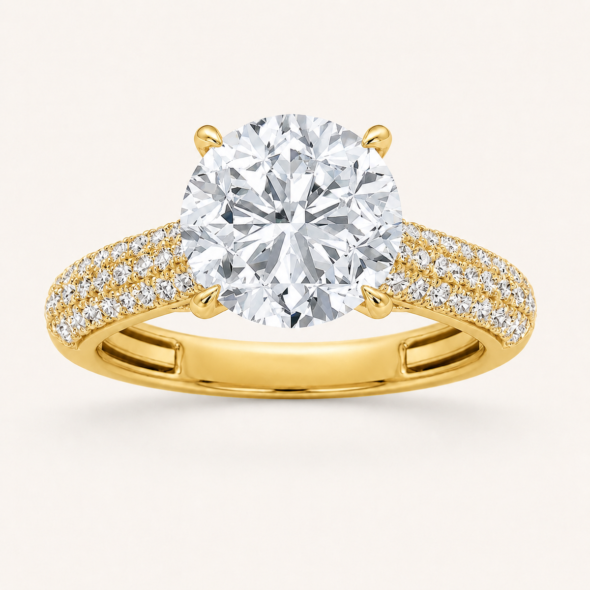 2.5CT Round Cut Lab Grown Diamond Hidden Halo Side Stone Ring