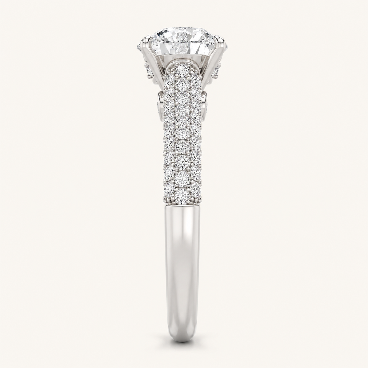 2.5CT Round Cut Lab Grown Diamond Hidden Halo Side Stone Ring