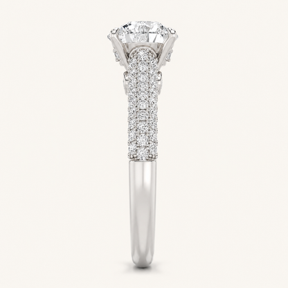 2.5CT Round Cut Lab Grown Diamond Hidden Halo Side Stone Ring