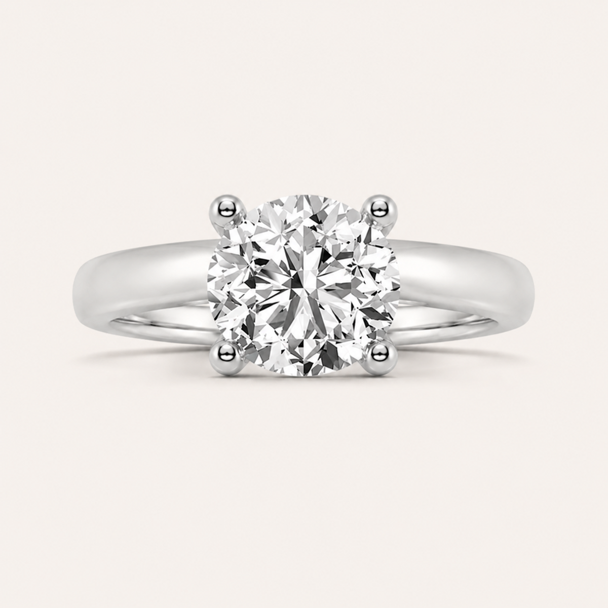 1CT Round Cut Lab Grown Diamond Accented Solitaire Ring