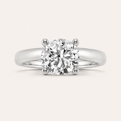 1CT Round Cut Lab Grown Diamond Accented Solitaire Ring