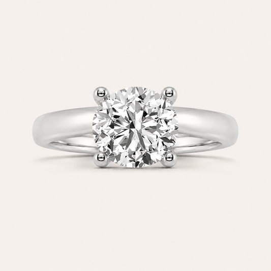 1CT Round Cut Lab Grown Diamond Accented Solitaire Ring