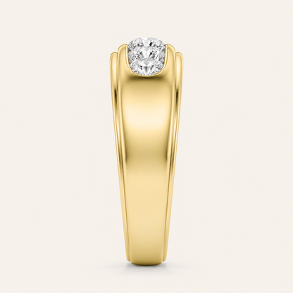 3CT Round Cut Lab Grown Diamond Three Stone Men's Ring