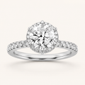 2.00 CT Round Cut Lab Grown Diamond Halo Side Stone Ring