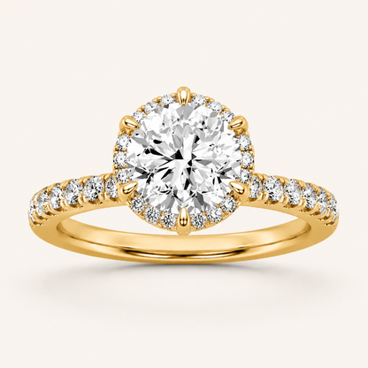 2.00 CT Round Cut Lab Grown Diamond Halo Side Stone Ring
