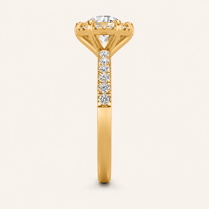 2.00 CT Round Cut Lab Grown Diamond Halo Side Stone Ring