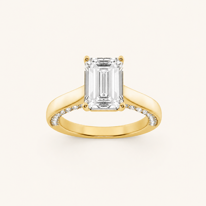 2.00CT Emerald Cut Lab Grown Diamond Side Stone Ring